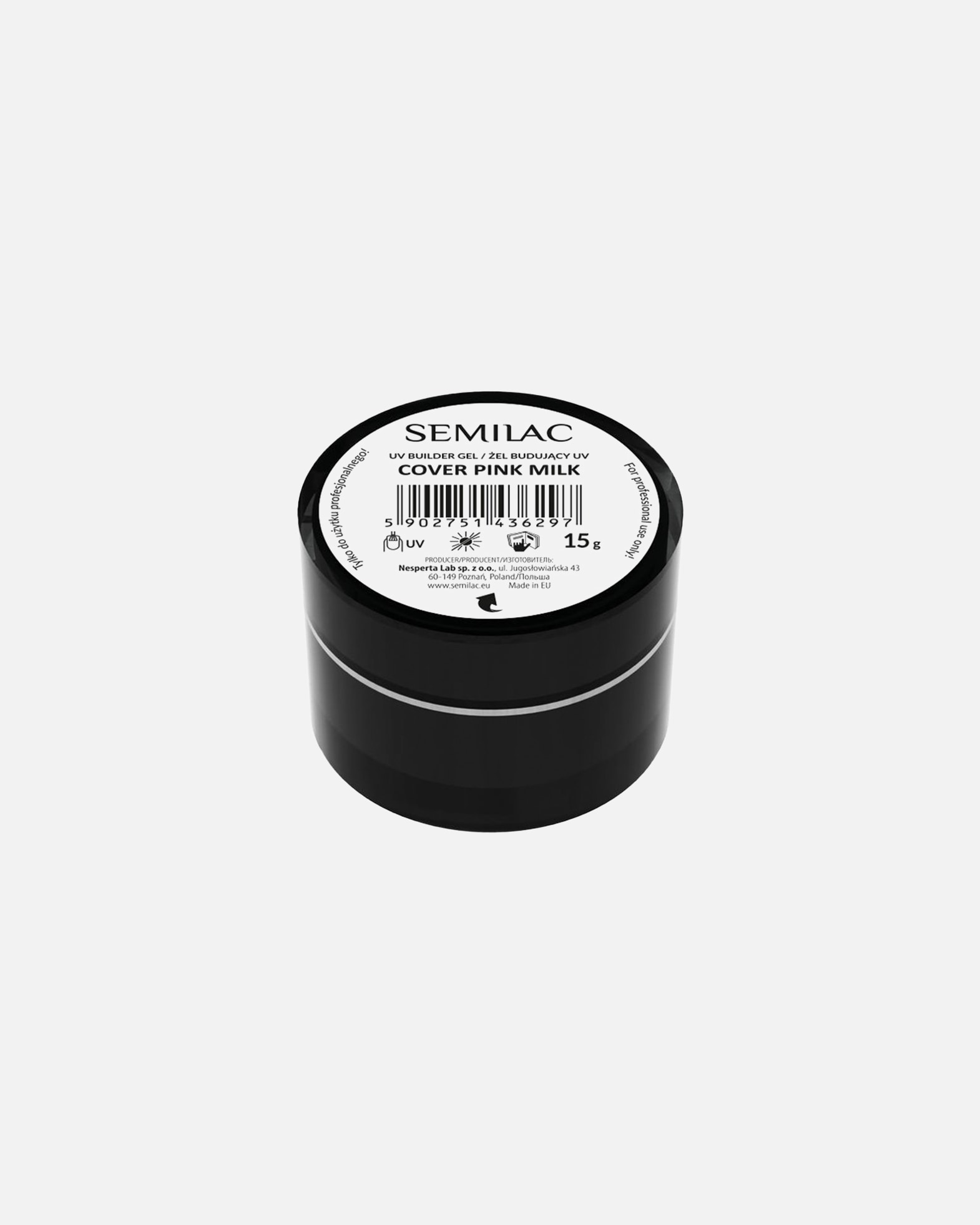 Nagų gelis UnisexSemilacBuilder Gel Cover Pink Milk15 ml