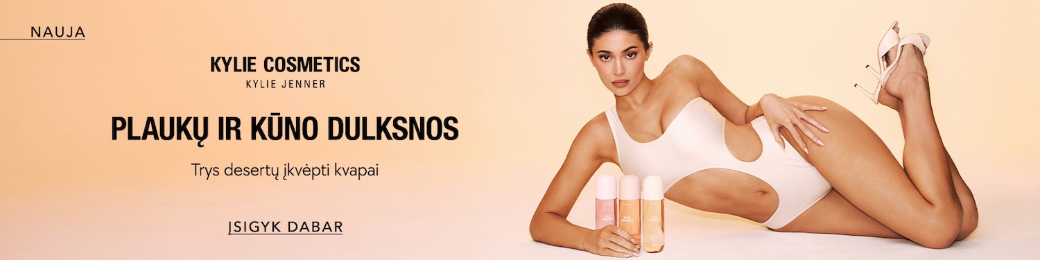 Nauja Kylie Cosmetics plaukų ir kūno dulksna su trimis desertų įkvėptais kvapais, įsigykite dabar.