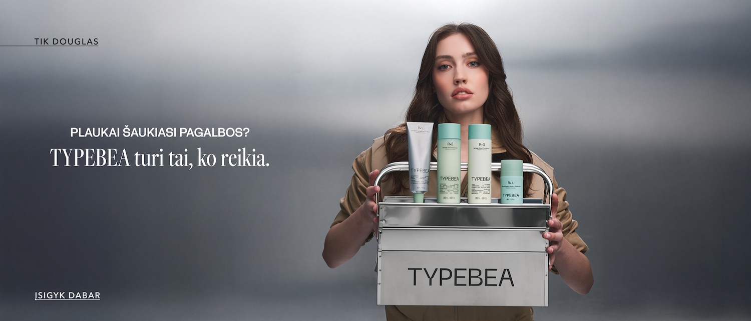 Štai TYPEBEA plaukų priežiūros priemonių rinkinys sidabrinėje dėžutėje, kuriame yra šampūnas, kondicionierius ir kaukė, padėsiantys atgaivinti plaukus. Įsigykite dabar ir pasirūpinkite savo plaukais!