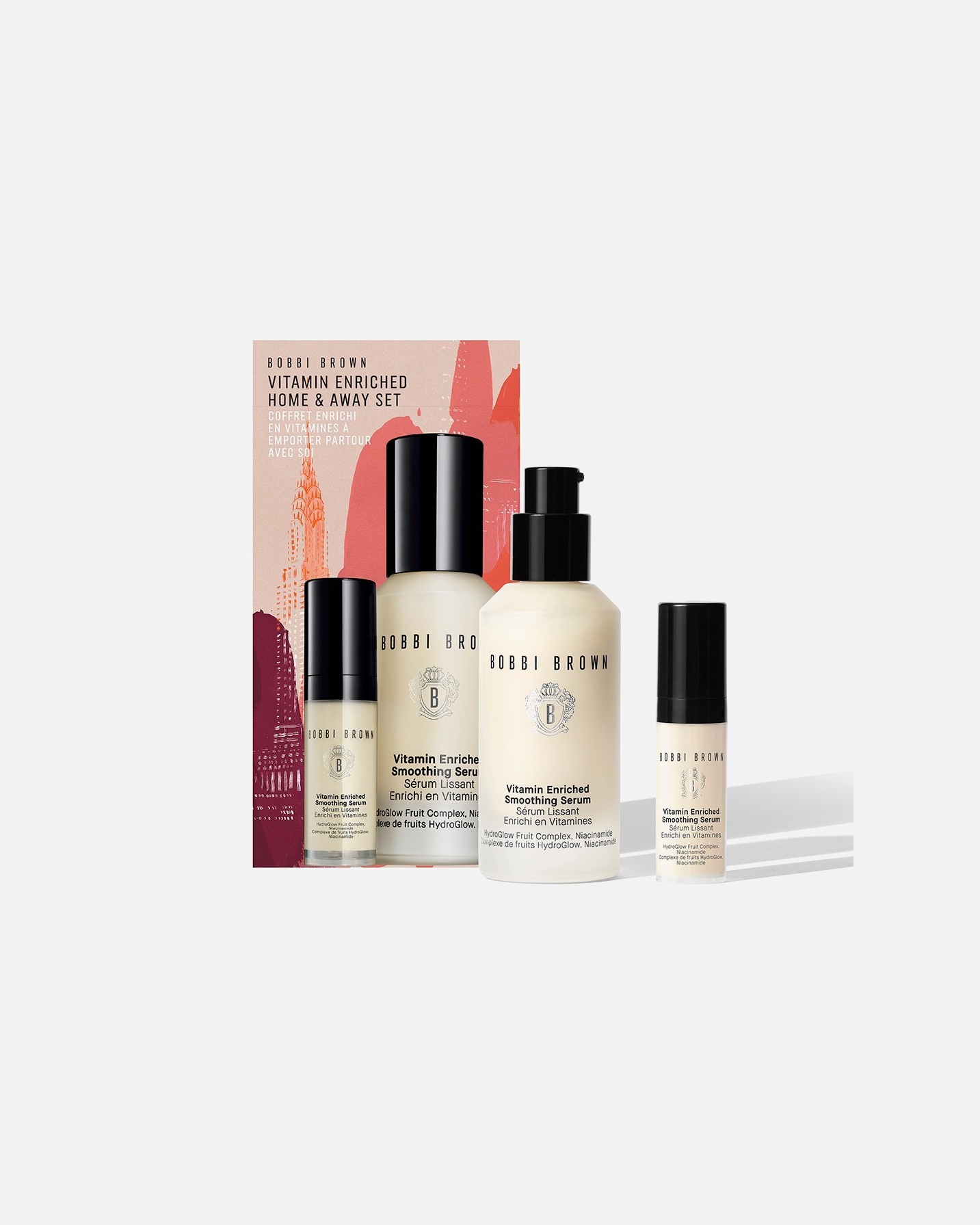 Drėkinamasis veido serumas, Veido serumas/koncentratas UnisexBobbi BrownVitamin Enriched Home & Away Set1 vnt.