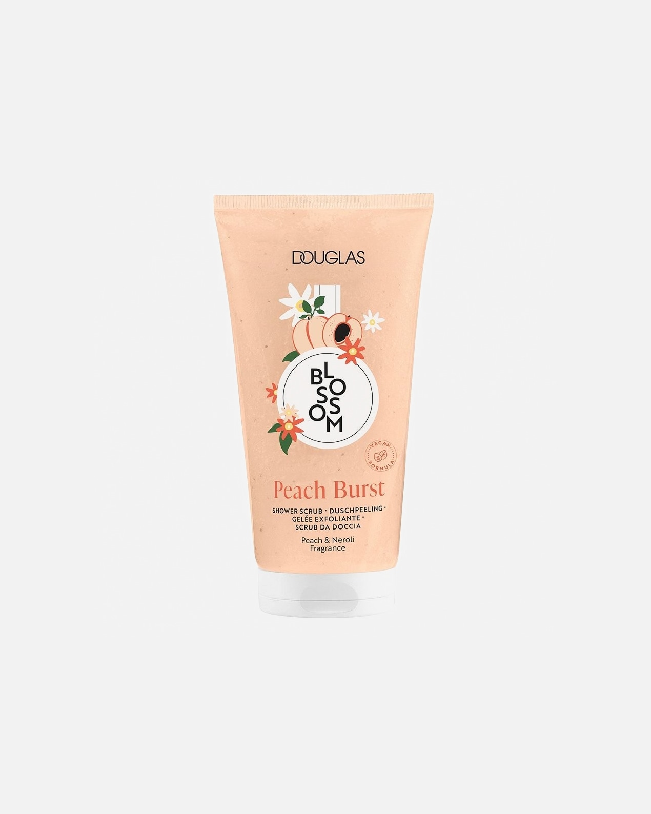 Perkant DOUGLAS COLLECTION produktų už 29 € ir daugiau - DOVANA DOUGLAS COLLECTION BLOSSOM PEACH BURST SHOWER SCRUB kūno šveitiklis (150 ml).