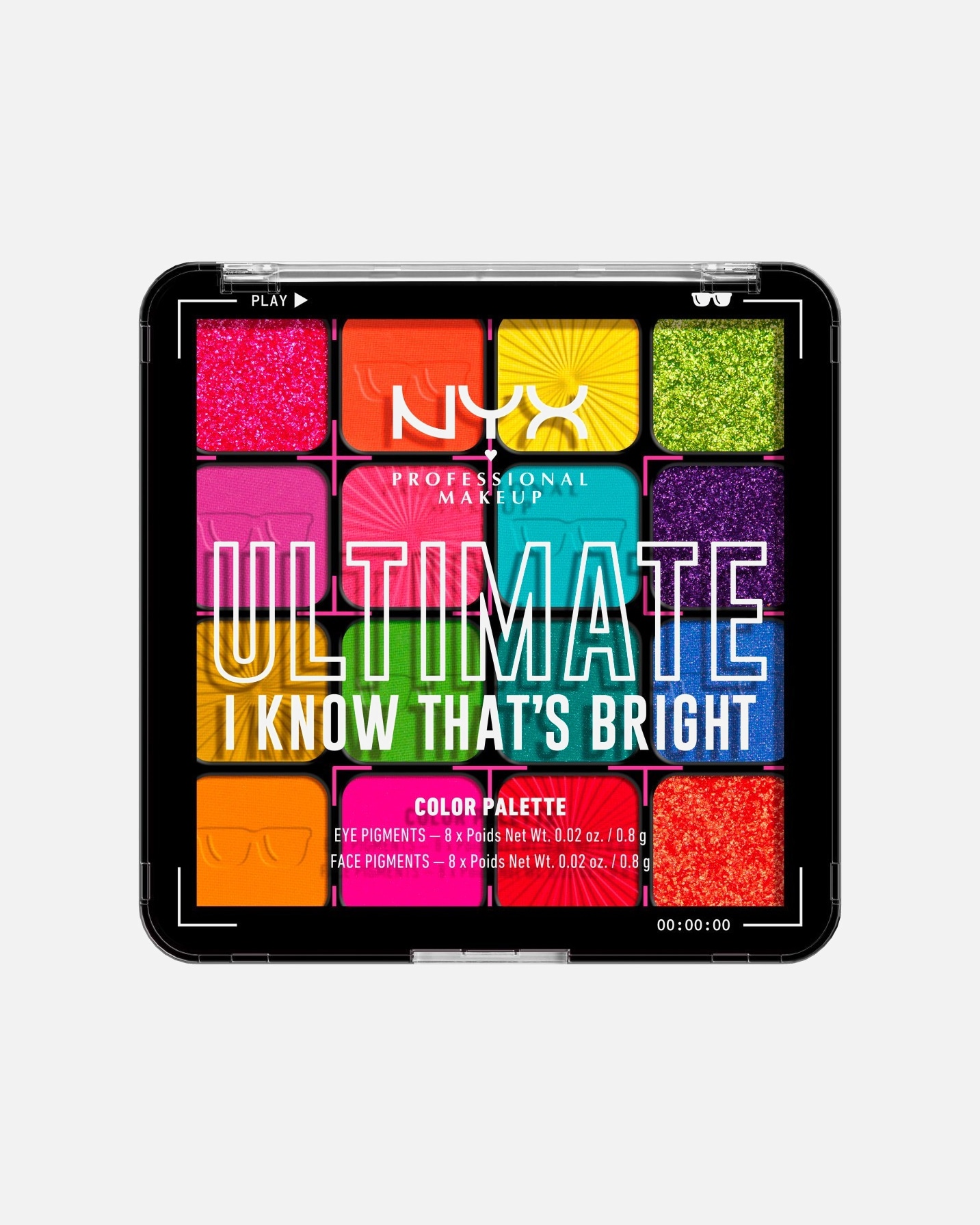 Akių šešėliai, Paletė UnisexNYX Professional MakeupUltimate Shadow PaletteI Know That's Bright