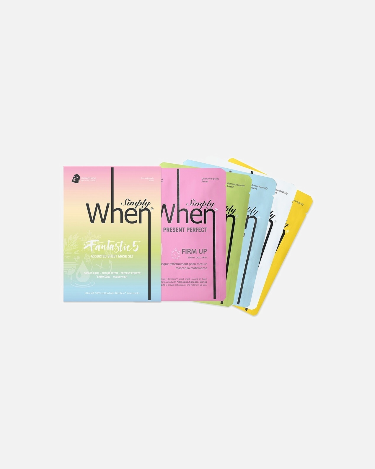 Veido odos priežiūros rinkinys UnisexWhenFantastic Five Assorted Sheet Mask Set1 x 5 vnt