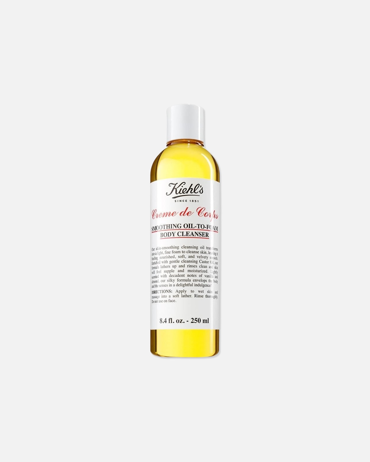 Kūno prausimosi aliejus UnisexKiehl’sCreme De Corps Smoothing Oil-To-Foam Body Cleanser250 ml