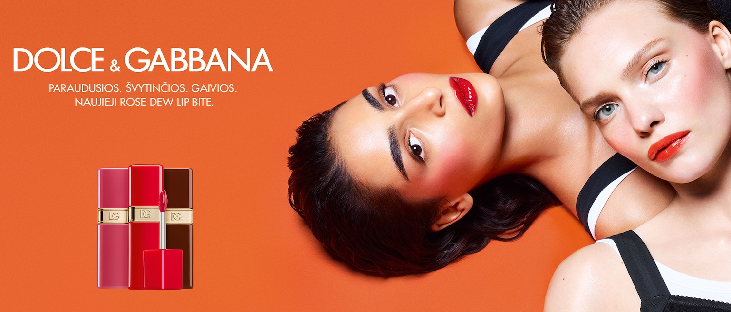 DOLCE & GABBANA pristato naująjį ROSE DEW LIP BITE lūpų blizgesį, kuris suteikia lūpoms sodrią spalvą ir gaivų pojūtį.