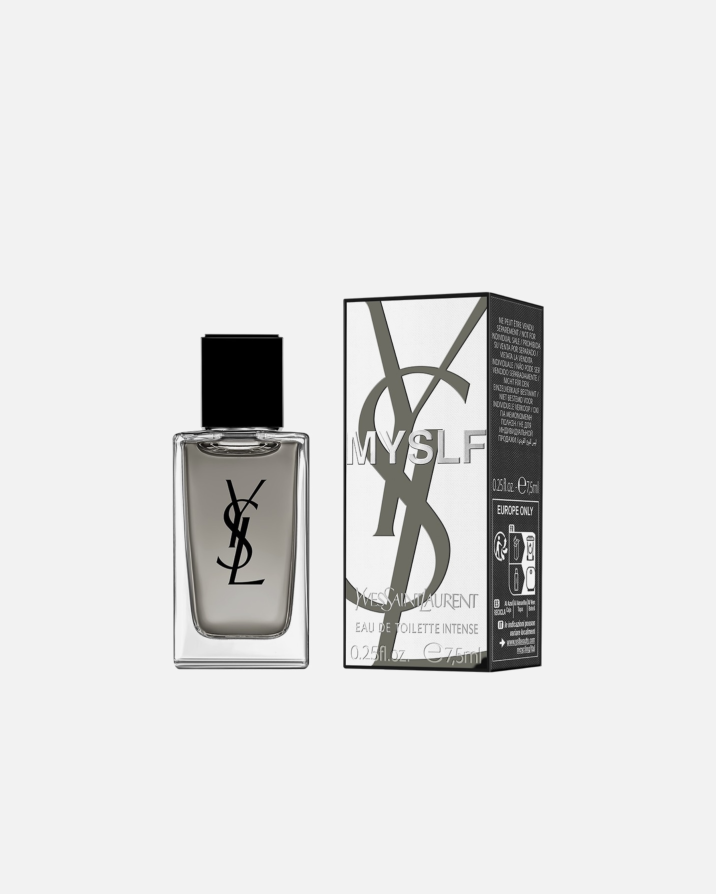 Perkant YVES SAINT LAURENT vyriškus gaminius už 109 € ir daugiau - DOVANA YVES SAINT LAURENT MYSLF INTENSE kelioninės talpos aromatas (7.5 ml).