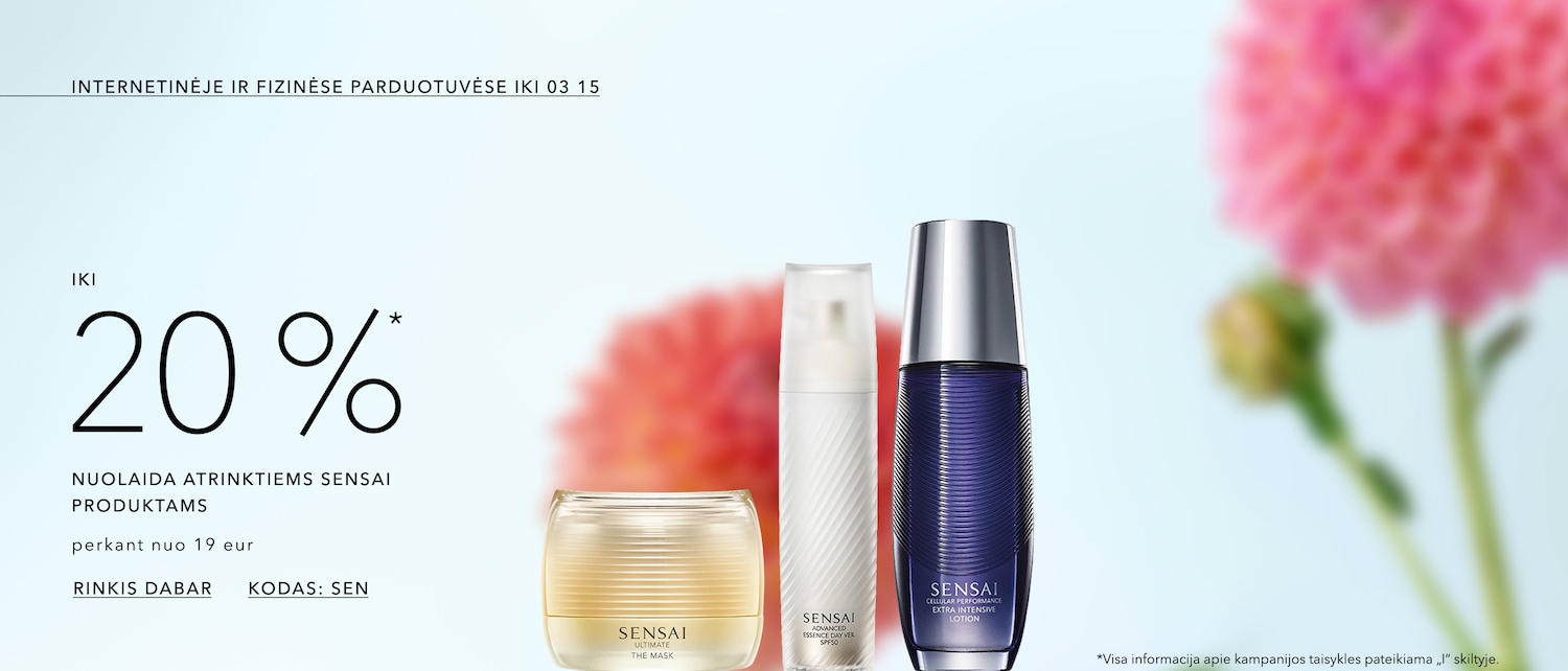 iki 03 15 iki -20%* SENSAI, perkant už 19 € KODAS: SEN