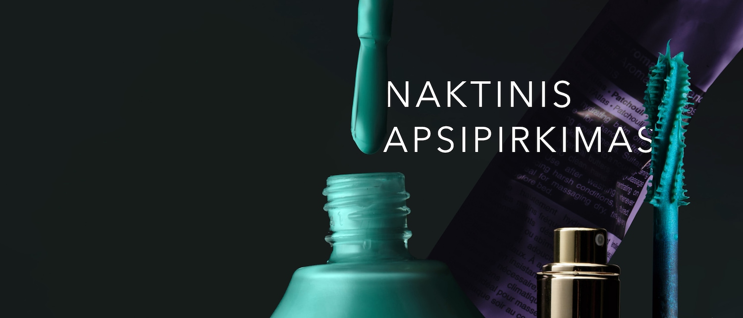 Naktinis apsipirkimas Tik internete 17:00 - 11:00 iki -20 %* atrinktiems produktams, perkant už 49 € kodas: nak