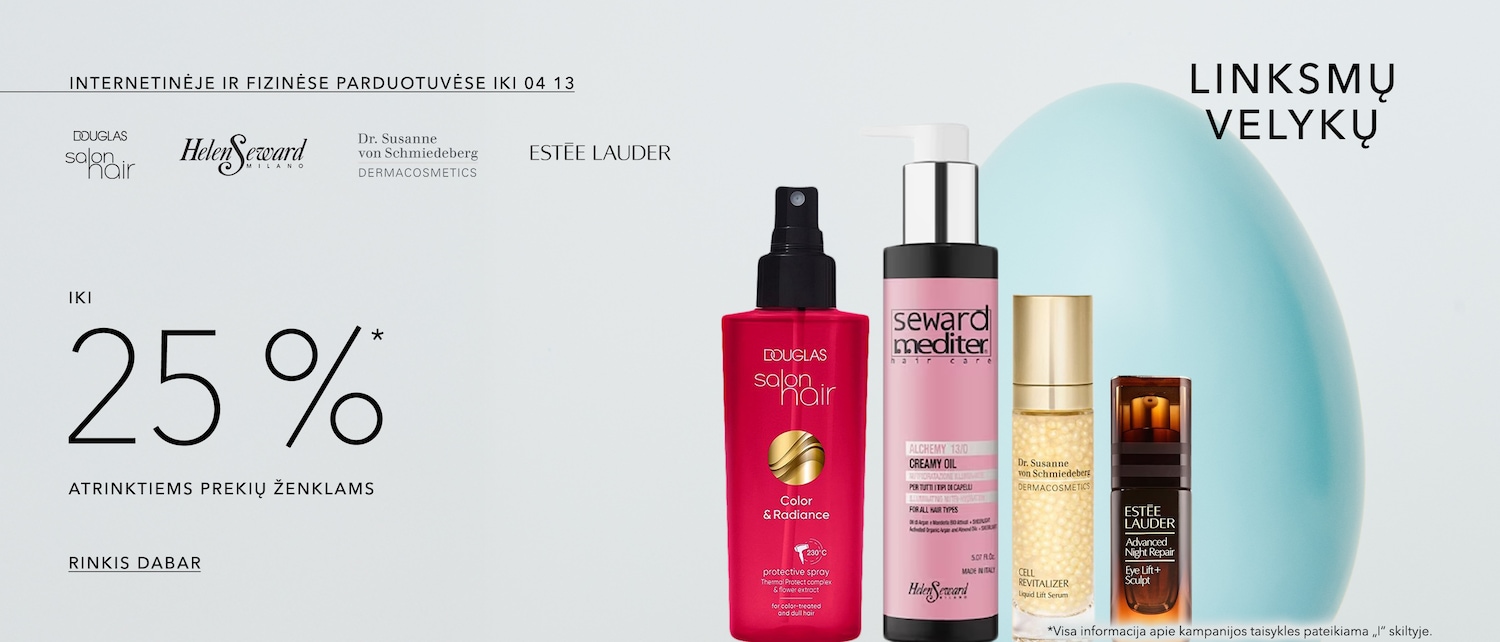 Internetinėje ir fizinėse parduotuvėse iki 04 13 iki 25%* atrinktiems prekių ženklams