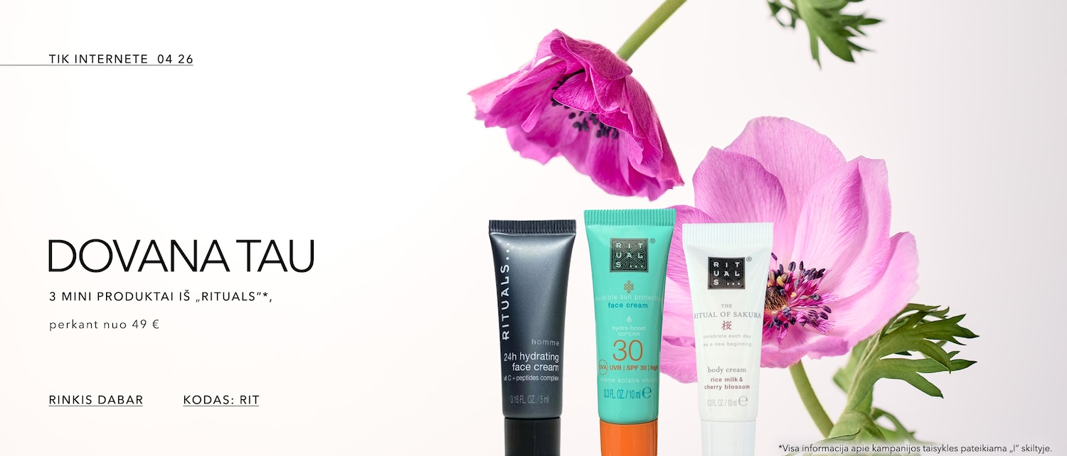 Tik internete! Dovana - Rituals 3 kelioninės talpos produktai. kodas - rit