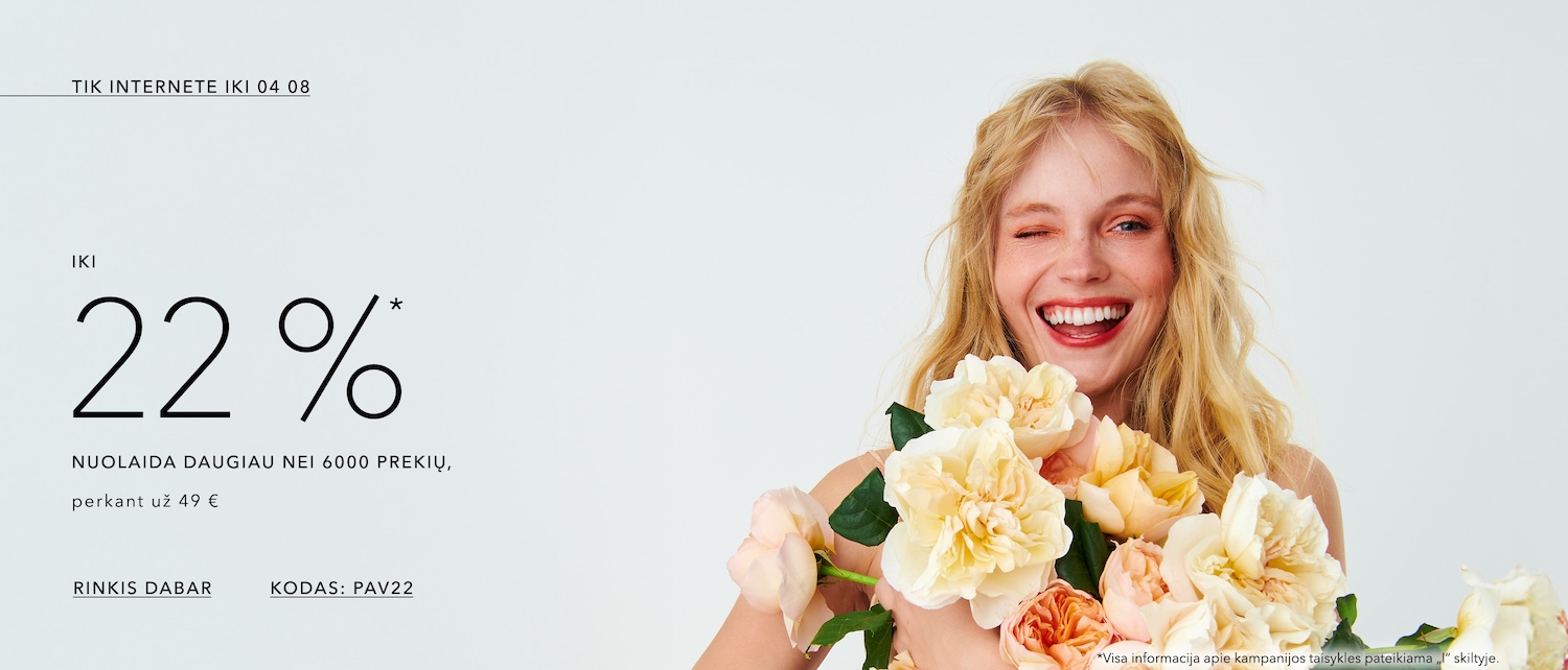 iki 22%* atrinktiems produktams, perkant už 49 € KODAS: PAV22