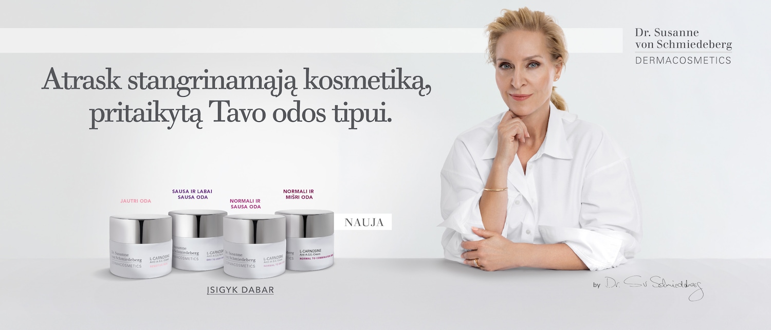 Atraskite stangrinamąją kosmetiką, pritaikytą Jūsų odos tipui, su Dr. Susanne von Schmiedeberg DERMACOSMETICS. Išbandykite naują L-CARNOSINE Anti-A.G.E. kremą, skirtą jautriai, sausai, normaliai ar mišriai odai. Įsigykite dabar!