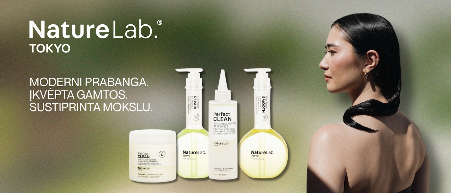 „NatureLab“ Tokijas siūlo prabangą, įkvėptą gamtos ir sustiprintą mokslu, su „Perfect Clean“ linija, įskaitant šampūną, galvos odos šveitiklį ir sake skalavimą.