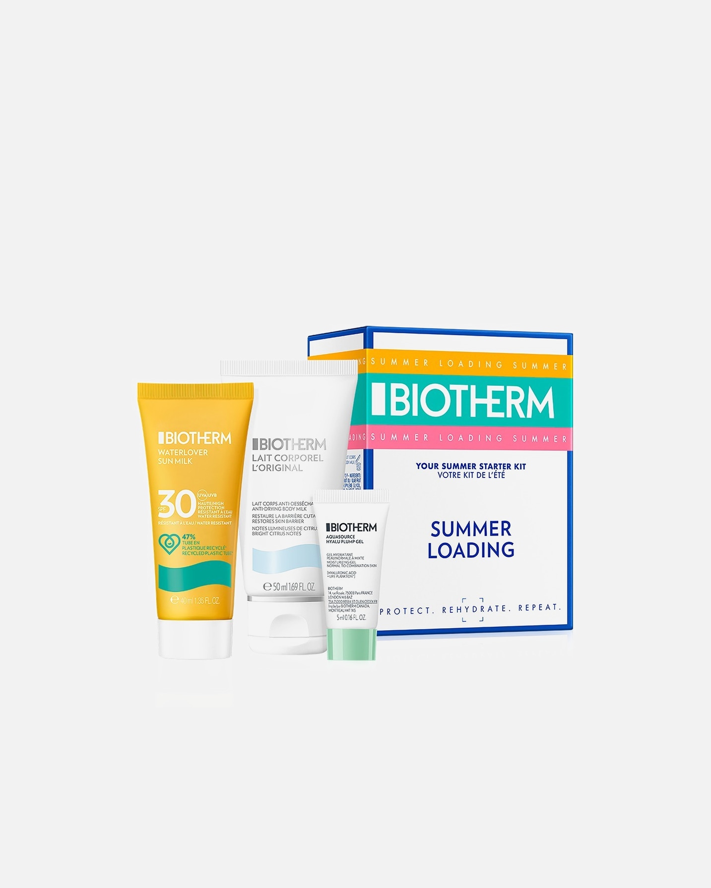 Perkant BIOTHERM produktų už 85 € ar daugiau – DOVANA BIOTHERM kelioninių produktų rinkinys.