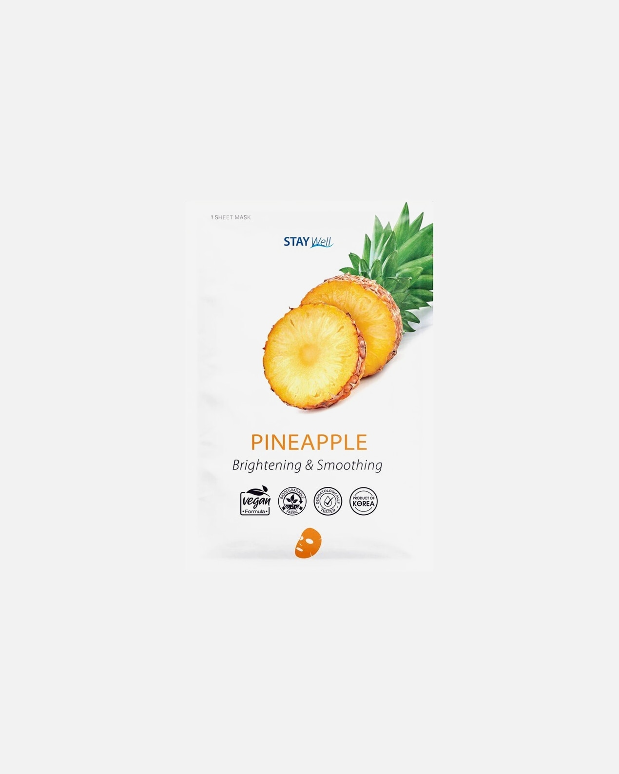 Lakštinė veido kaukė UnisexStay WellVegan Sheet Mask - Pineapple20 g