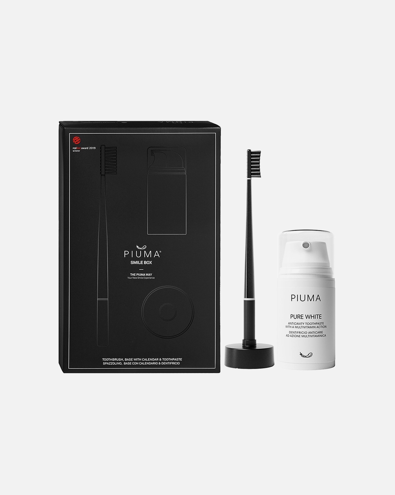 Dantų šepetėlis UnisexPiumaSmile Box Medium Pure White1 vnt.
