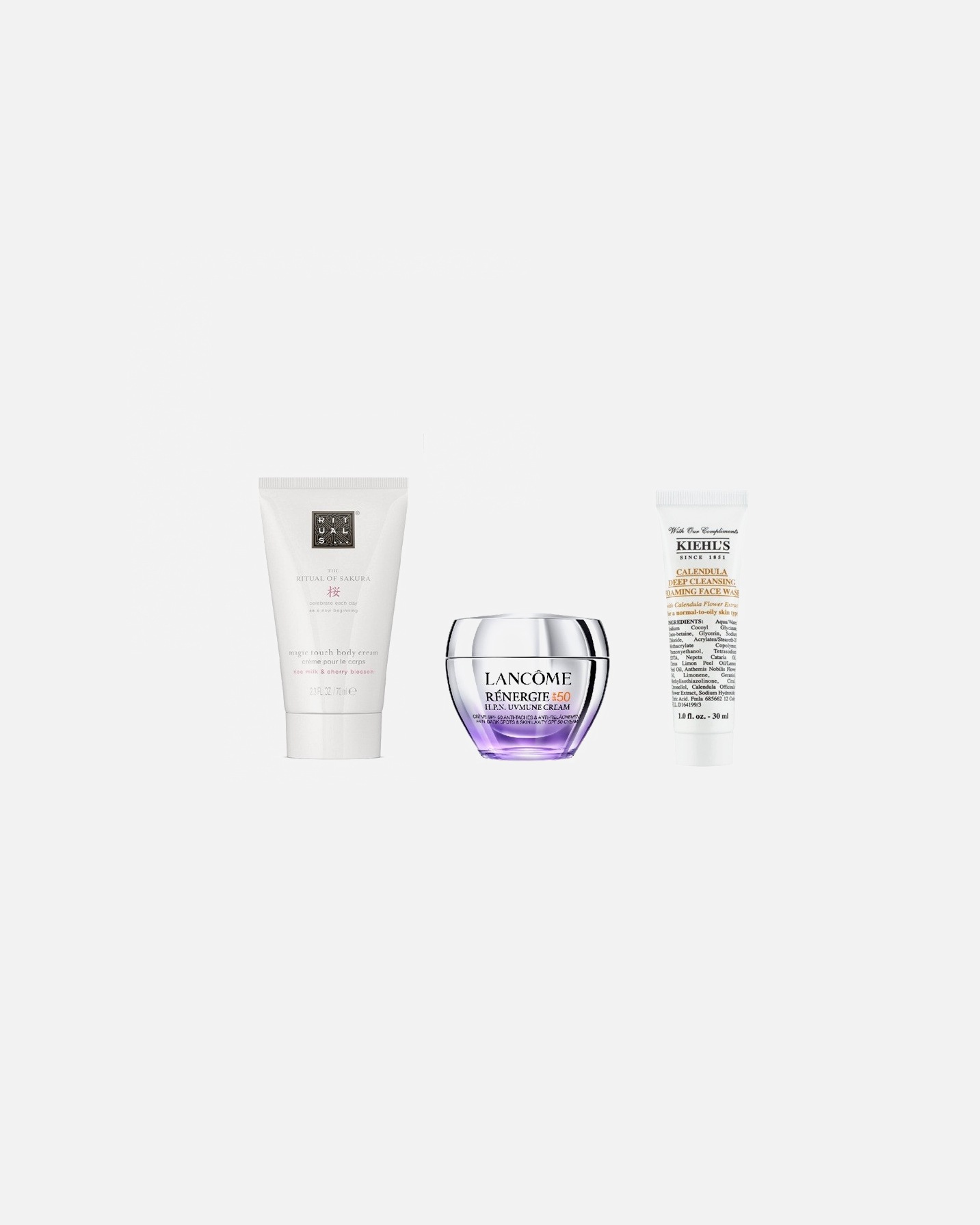 UnisexTIK INTERNETE! Perkant produktų už 49 € ir daugiau - DOVANA RITUALS The Ritual of Sakura Body Cream 70 ml, KIEHL'S Calendula Deep Cleansing Foaming Face Wash 30 ml, LANCOME Rénergie H.P.N. Uvmune SPF50 Cream 15 ml. Kodas - SKIN