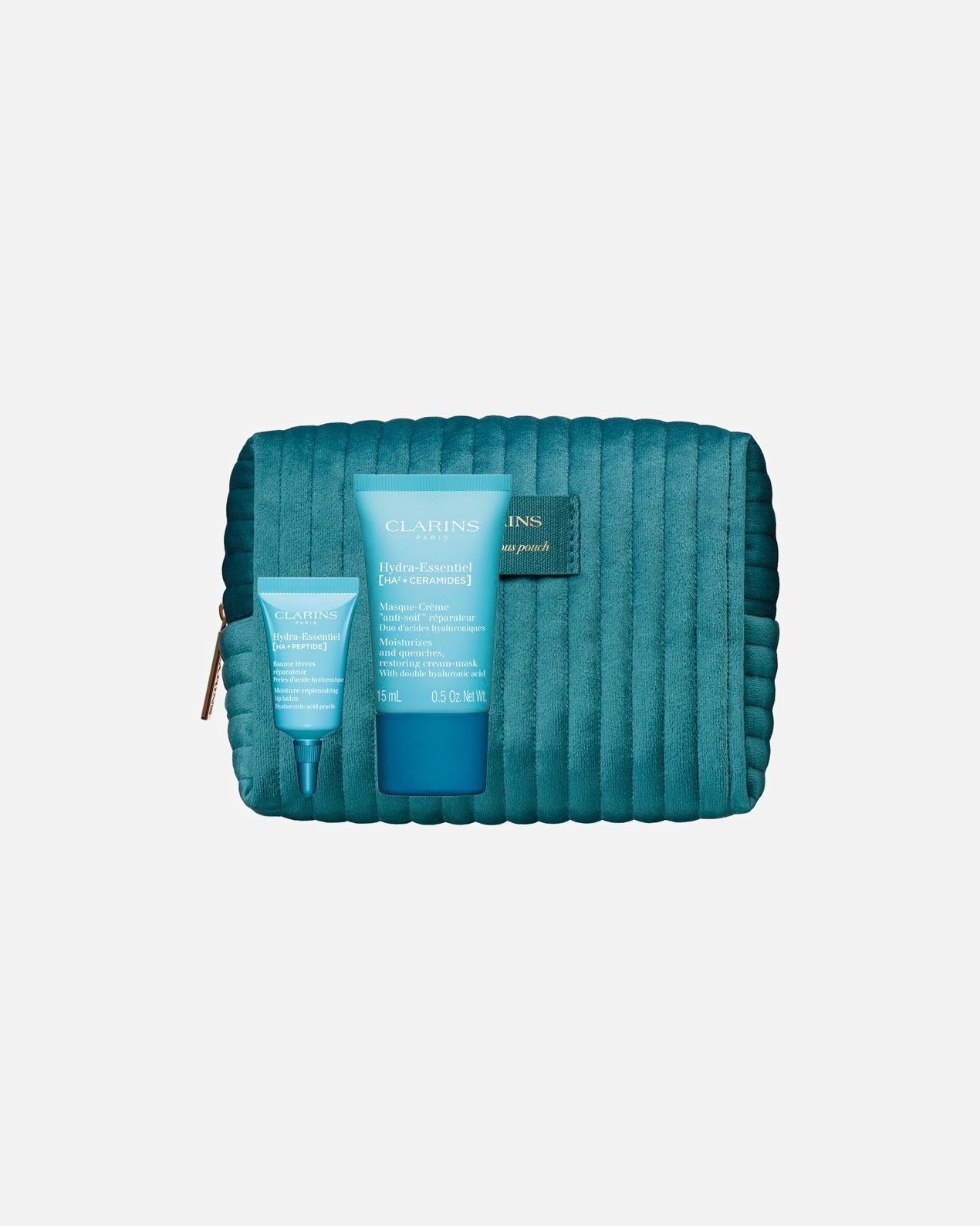 Perkant CLARINS produktų už 69 € ir daugiau - DOVANA CLARINS kosmetinė su kelioninės talpos produktais.