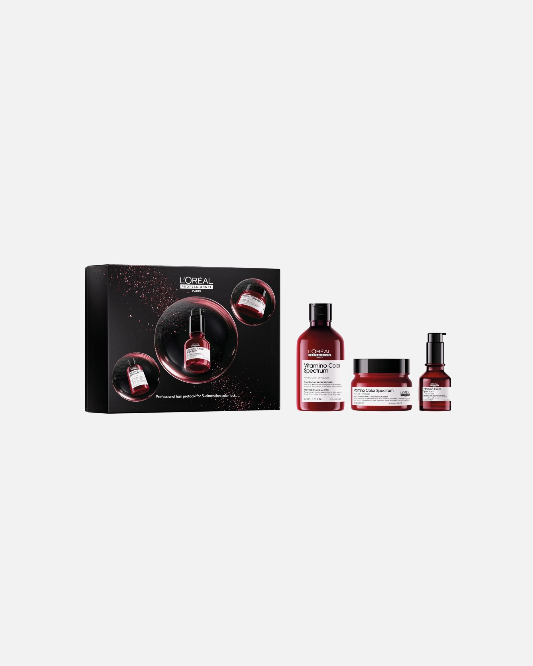 Plaukų priežiūros rinkinys UnisexL´Oréal Professionnel ParisVitamino Color SpectrumTRIO (Shampoo 300ml + Mask 250ml + Serum 50ml)1 vnt.