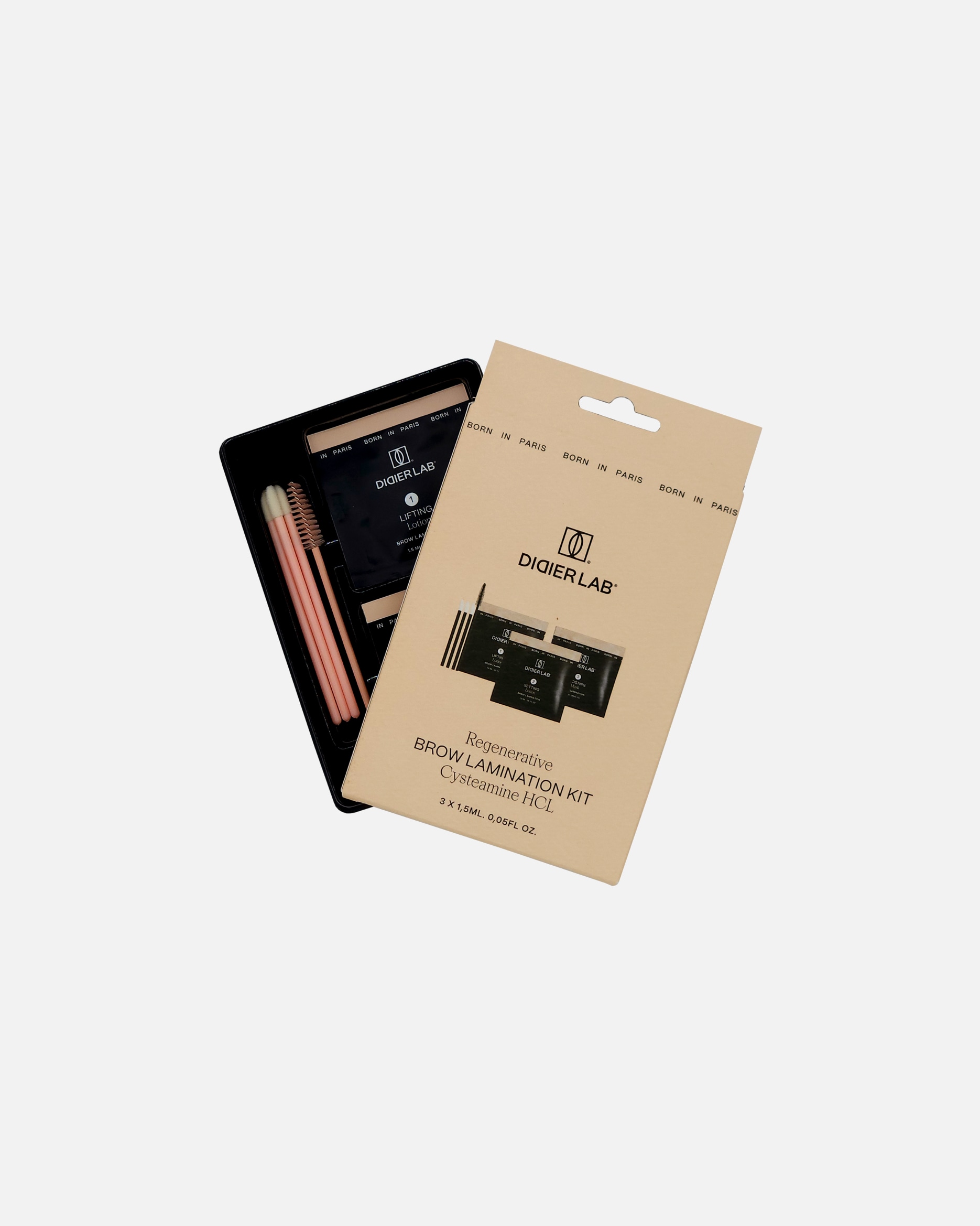 Antakių makiažo rinkinys UnisexDidier LabRegenerative BROW LAMINATION KIT with Cysteamine HCL4.5 ml