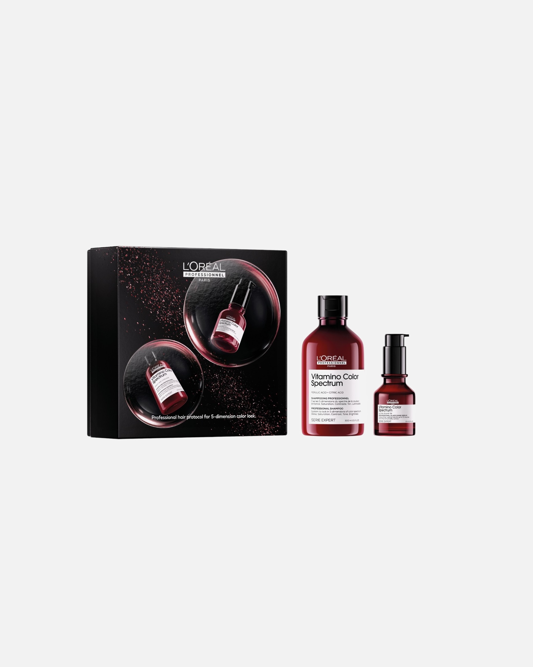 Plaukų priežiūros rinkinys UnisexL´Oréal Professionnel ParisVitamino Color SpectrumDUO (Shampoo 300ml & Serum 50ml)1 vnt.