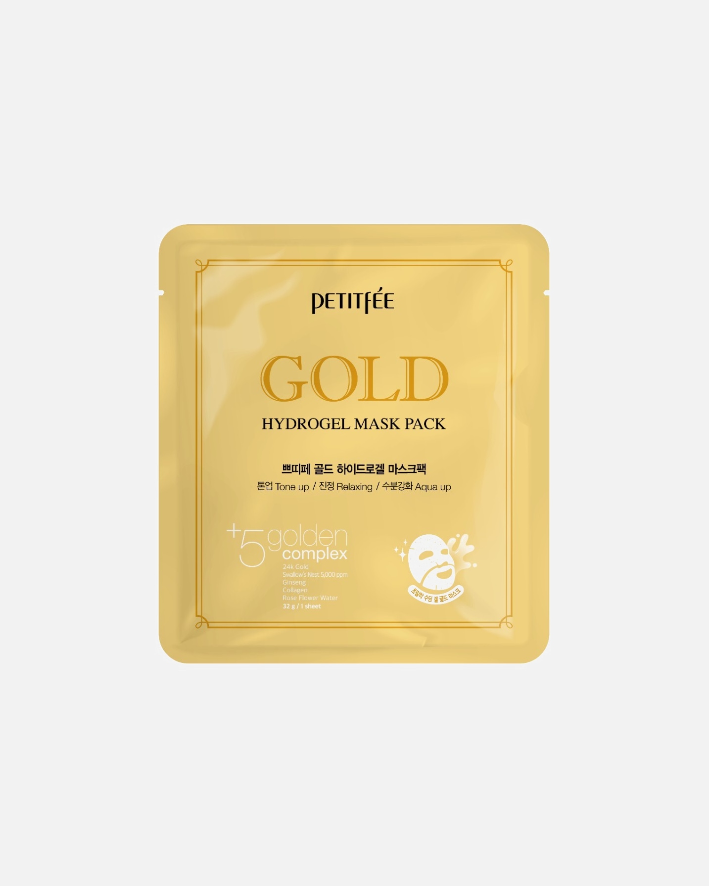 Drėkinamoji veido kaukė UnisexPetitfeeGold Hydrogel Mask1 vnt.
