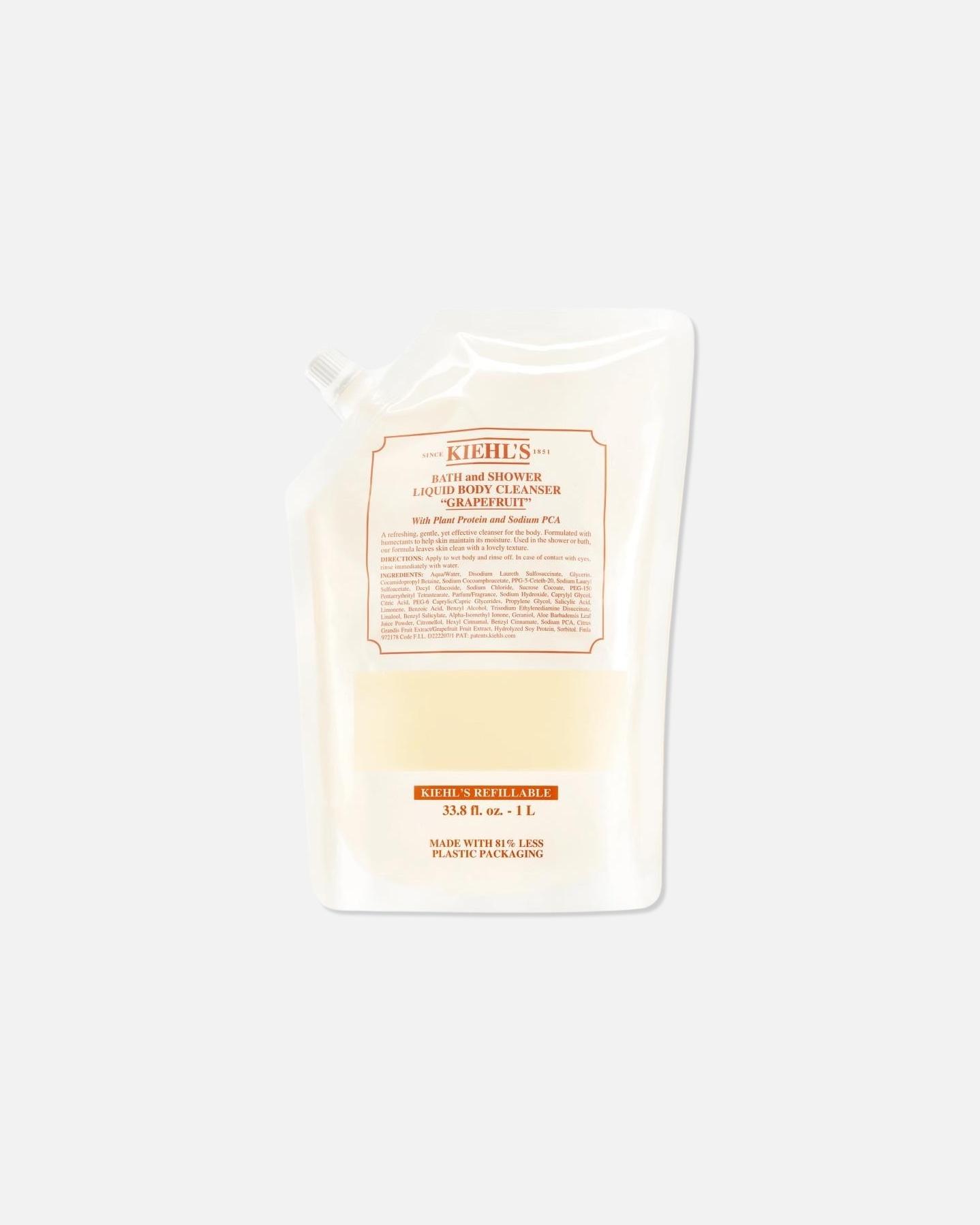 Kūno prausimosi želė UnisexKiehl’sBath and Shower Liquid Body Cleanser Grapefruit1000 ml Refill