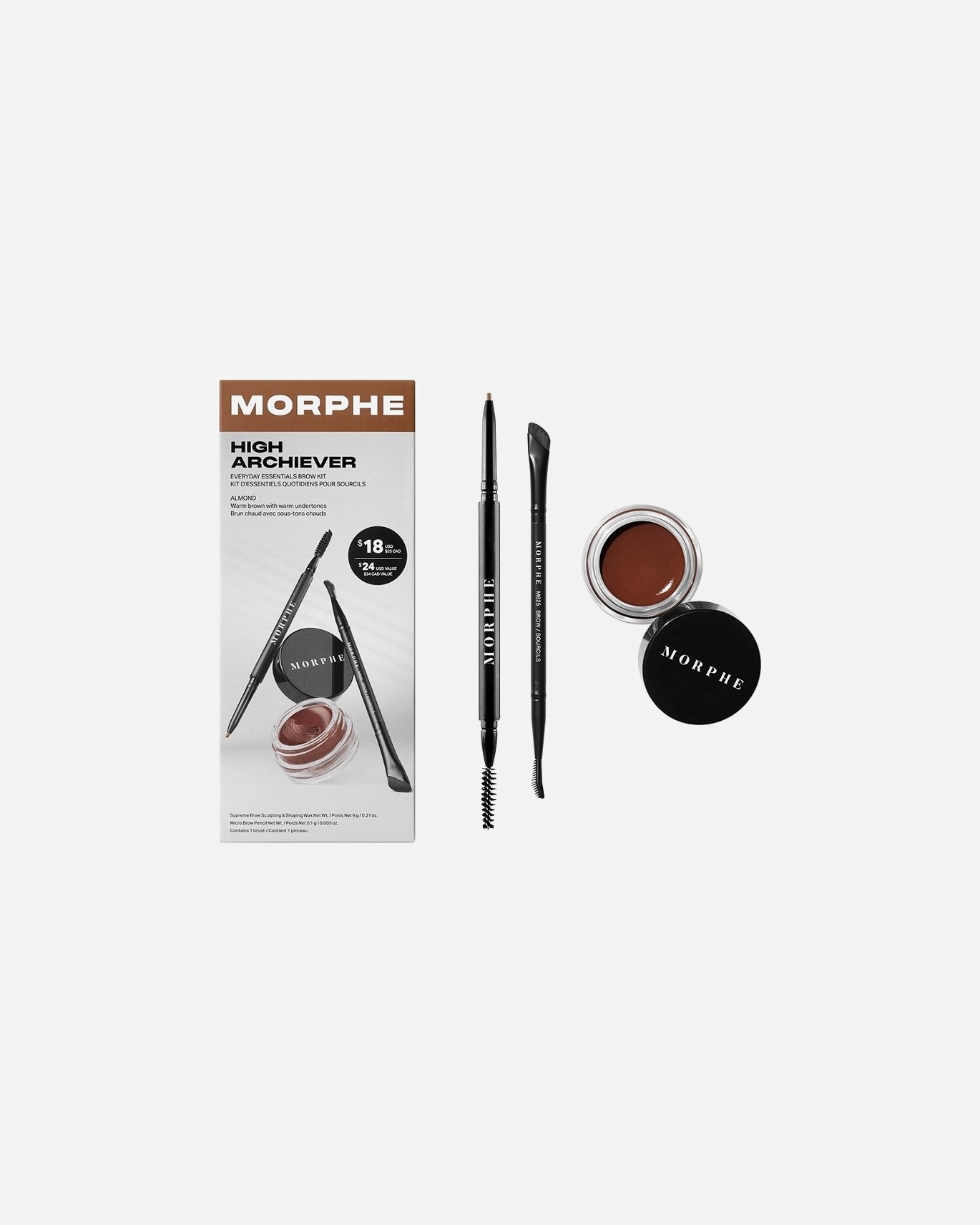 Antakių makiažo rinkinys UnisexMorpheHigh Archiever Everyday Essentials Brow KitAlmond