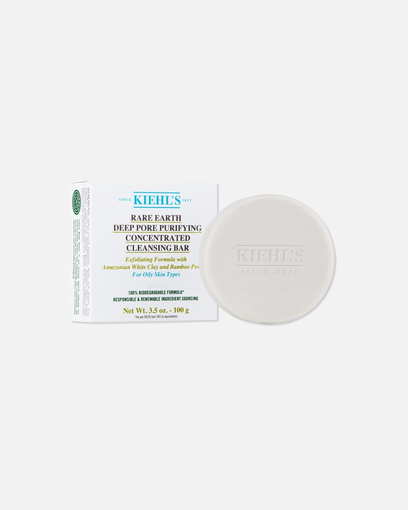 Veido muilas UnisexKiehl’sRare EarthRare Earth Deep Pore Purifying Concentrated Facial Cleansing Bar100 g