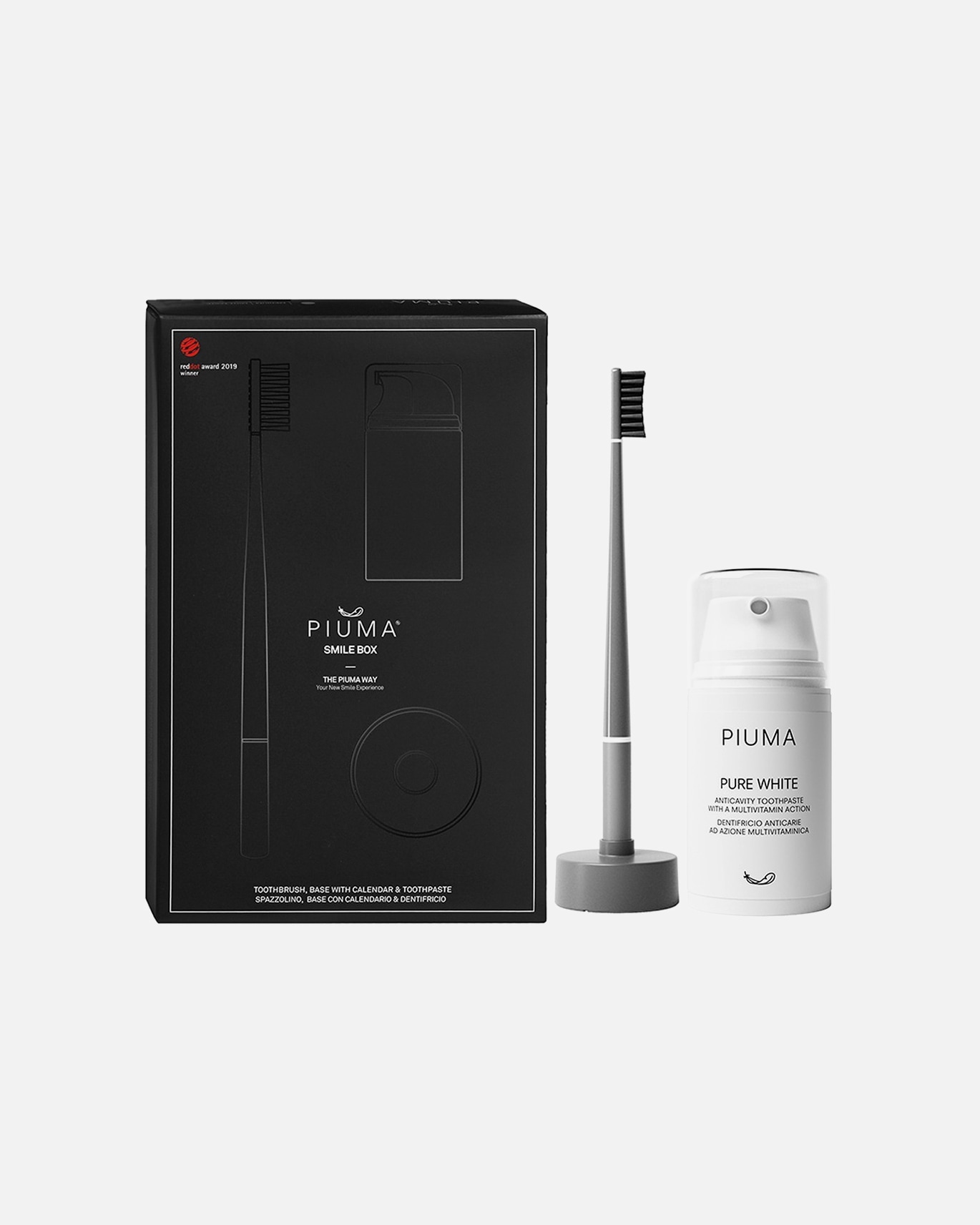 Dantų šepetėlis UnisexPiumaSmile Box Soft Pure White1 vnt.