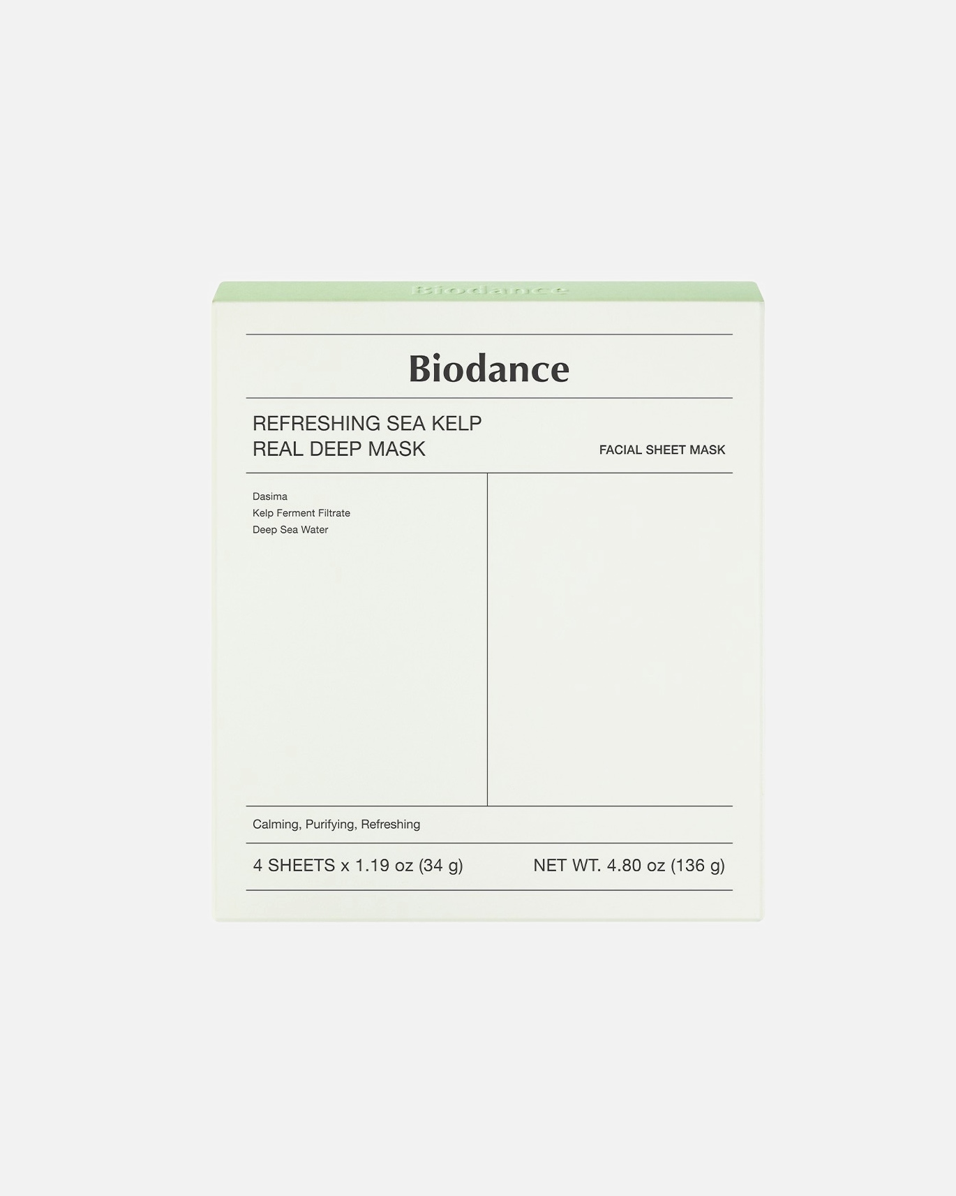 Lakštinė veido kaukė UnisexBiodanceDefault Brand LineRefreshing Sea Kelp Real Deep Mask136 g