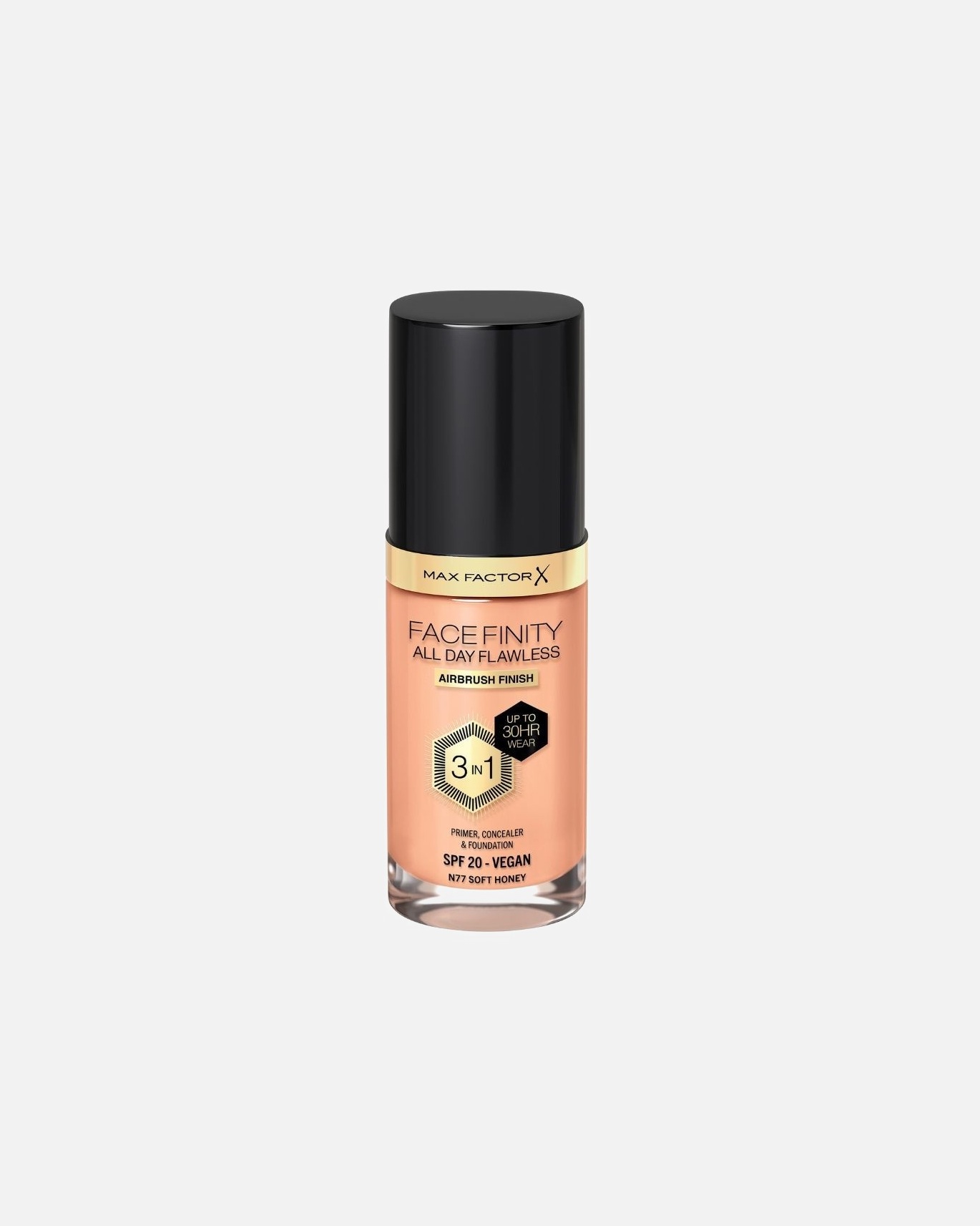 Makiažo pagrindas UnisexMax FactorFacefinity All Day Flawless 3 in 1 Vegan Foundation SPF 20Nr. C80 Bronze