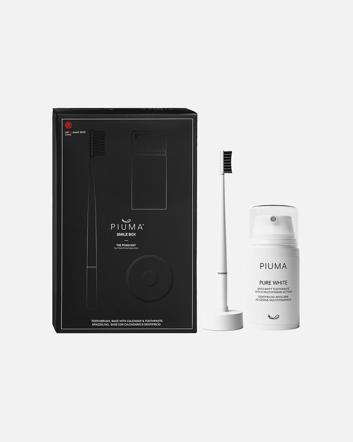 Dantų šepetėlis UnisexPiumaSmile Box Medium Pure White1 vnt.