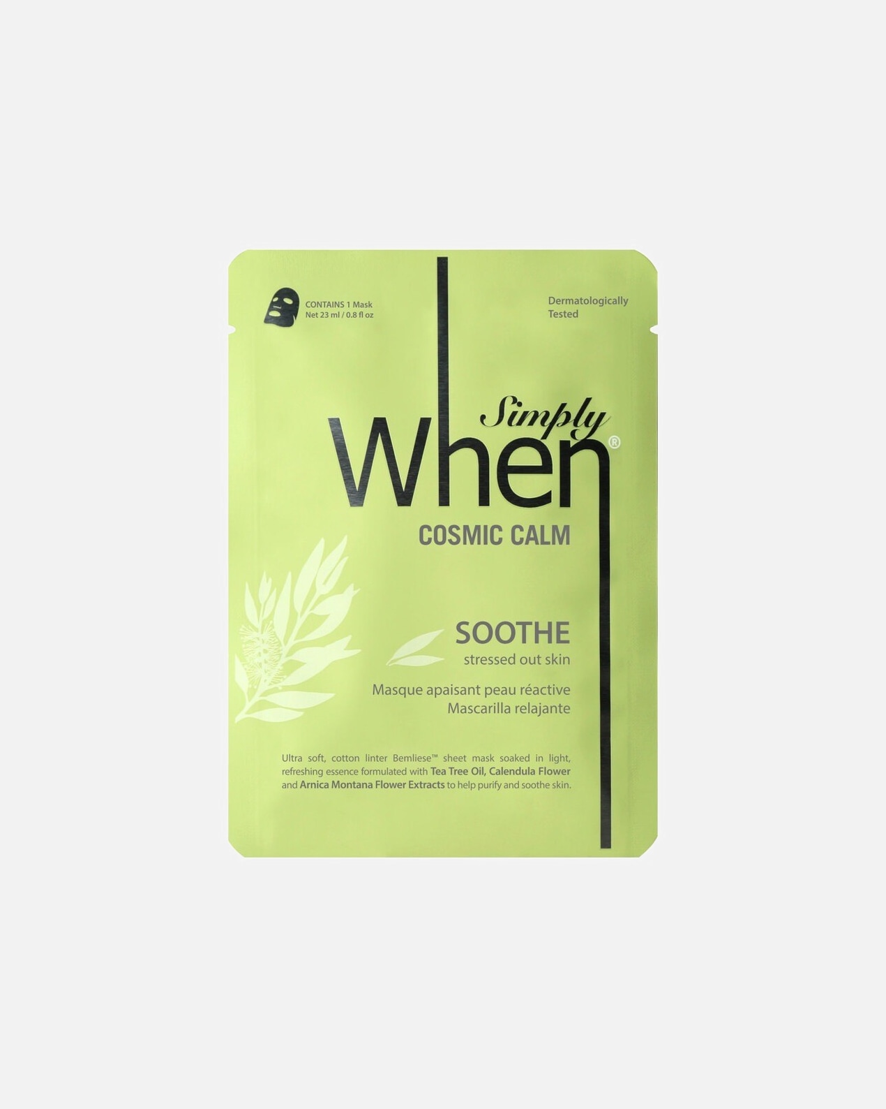 Lakštinė veido kaukė UnisexWhenCosmic Calm Soothe Ultra-Soft Cotton Linter Bemliese Sheet Mask1 vnt.